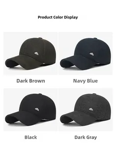 Winter baseball cap for men shown in dark brown, navy, black, and grey with ear flaps