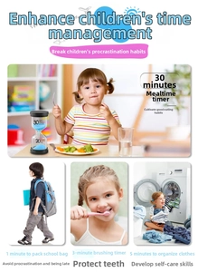 Kids hourglass timers for 1, 3, 5, 30 minutes used for teeth brushing and daily routines