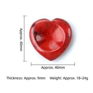 40mm heart-shaped red jasper worry stone for healing and meditation, natural texture