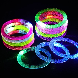 LED Glowing Bracelet Acrylic Colorful Flashing Light Up Bangle Decorative Bubbles Party Concert Night Festival Accessories