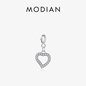 Hollow Heart Pendant 925 Sterling Silver Micro Paved Clear Zircon Minimalist DIY Charm For Necklace Bracelet