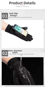 Guanti invernali resistenti all'acqua con palmo antiscivolo e dita touch screen
