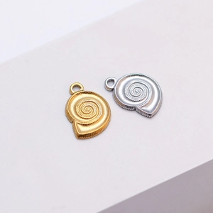 Minimalist 18K gold and silver shell pendants in spiral sea snail design for DIY jewelry