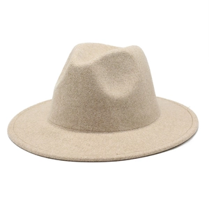 Classic beige wool fedora hat with a rolled brim and minimalist retro jazz style design