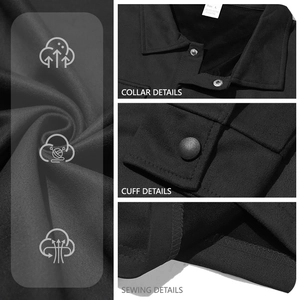 Men's black heavy faux suede jacket and pants set with detailed stitch texture and premium fabric