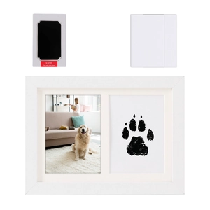 DIY pootafdruk set met wit dubbel venster frame en knoeivrij zwart inktkussen