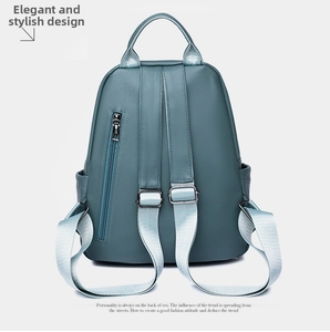 Detail view of the backpack back with adjustable straps and vertical anti-theft zipper pocket