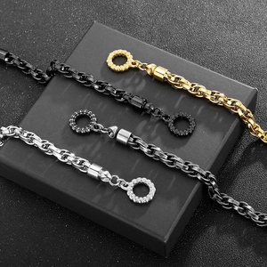 Bracelets tête de mort pour hommes en acier titane doré, noir et argent avec boucle OT