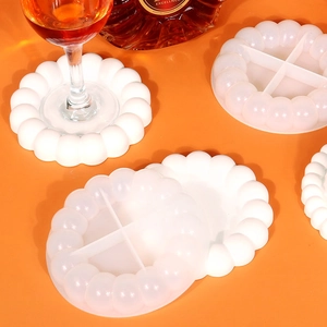 Macro detail of round bubble edge silicone coaster molds for DIY resin craft storage
