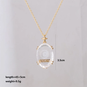 Detailed macro view showing the moon tarot pendant dimensions and crystal texture