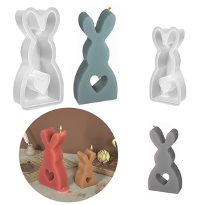 Moule En Silicone Lapin Coeur Pour Bougie Parfumée DIY Plâtre Résine Artisanat Oeuf De Pâques Boîte De Rangement