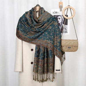 Women Paisley Scarf Tassel Long Shawl Wrap Ethnic Style Elegant Soft Pashmina Feeling Winter Accessory