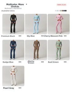 Ensemble de yoga avec pantalon évasé et haut court à manches longues en sept coloris