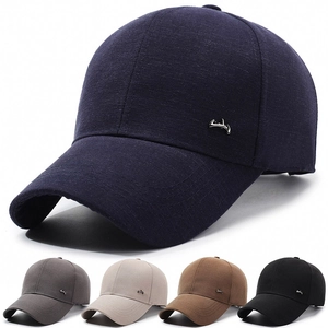 Baseball Cap Men Polyester Cotton Curved Brim Metal Logo Detail Adjustable Outdoor Sun Protection Casual Fashion Sport Hat