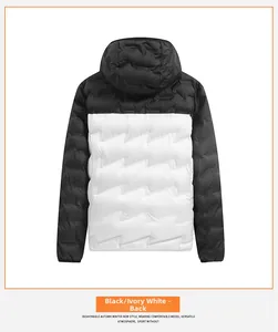 Detailansicht der Rückseite einer Herren-Graphenjacke in Schwarz und Elfenbein mit Steppung