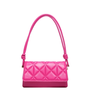 Sac à main carré matelassé magenta pour femme avec bandoulières nouées élégantes