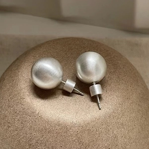 Matte Brushed Round Ball Stud Earrings With 925 Sterling Silver Earring Post Copper Metal Minimalist Jewelry For Women