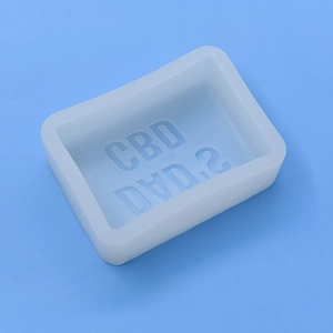 Rectangular white silicone mold with CBD letter engraving for DIY cake and soap making