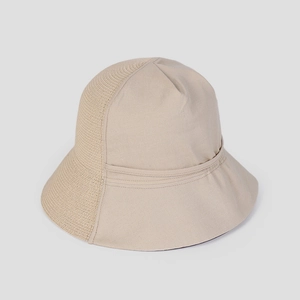Cappello da sole in lino a tesa larga per donna in toni beige e kaki
