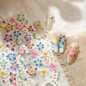 Stickers à ongles fleurs d'été en relief TS-4158 avec motifs floraux 3D colorés