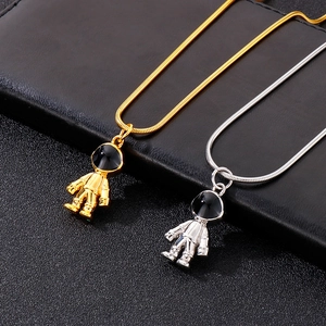 Titanium steel astronaut pendant necklace for men and women with snake bone chain
