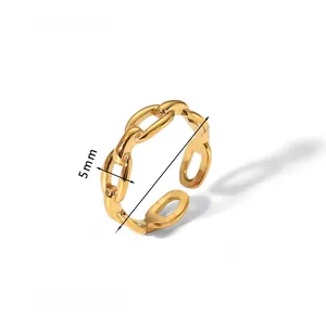 5mm gold chain link open ring with 20mm diameter shown from above with dimensions