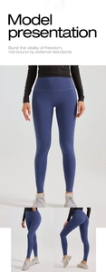 Vues détaillées du legging de yoga taille haute bleu poudré montrant la coupe multi-angles