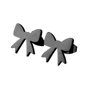 Minimalist black matte bow knot stud earrings in Korean style for women