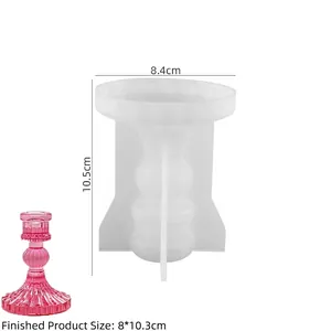 Silicone mold for DIY Roman column candle holder with dimensions and finished product sample