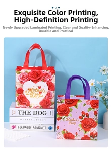 Detail of Mother's Day non-woven gift bags with thermal transfer flower prints