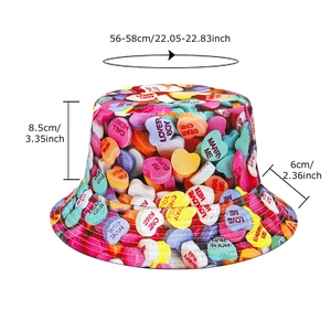 Cappello a secchiello reversibile con stampa di cuori e protezione solare all'aperto