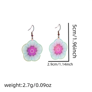 Detailed dimensions of bohemian colorful gradient feather earrings with 5cm height and 2.9cm width