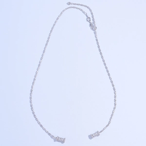 Close-up of S925 sterling silver DIY necklace with sparkling beads and diamond cylinders