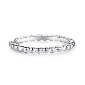 Minimalist S925 sterling silver beaded ring featuring a textured irregular design for women