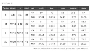 Detailed size guide table for women's V-neck long sleeve floral vacation dress