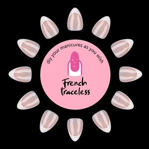 Short almond French tip press-on nails set with 120 pieces for DIY manicures