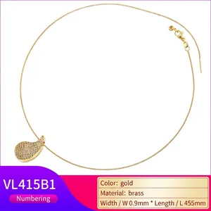 Elegant gold-finished brass teardrop pendant necklace paved with sparkling zircon stones