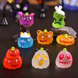 Miniature resin pumpkin ghost figurines for Halloween micro landscape fairy garden decor