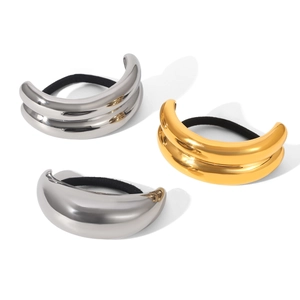 Minimalistische geometrische Haargummis aus Edelstahl in poliertem Gold und Silber