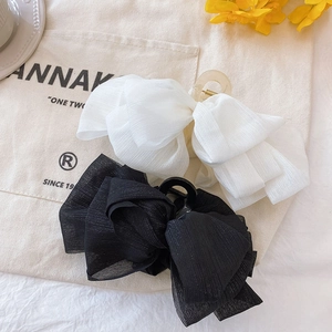 Large double-sided mesh bow hair claw clip elegant black and white hair accessories for women!