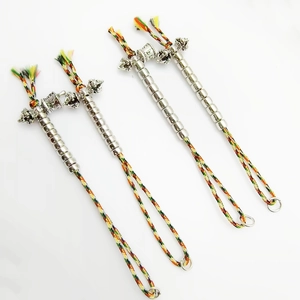 Handmade woven Buddhist prayer bead counters with silver Vajra charms for meditation