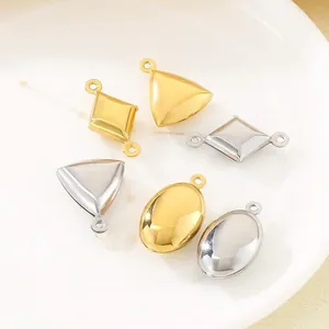 Geometric Stainless Steel Charms Polished Triangle Oval Rhombus Pendants For DIY Jewelry Making Gold Silver Accessory