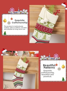 Detail of knitted Christmas stockings with snowflake patterns and white pom-poms on a mantel