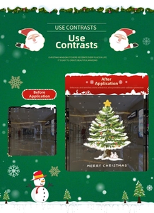 Comparaison avant et après la pose du sticker sapin de Noël sur une porte vitrée