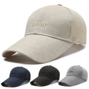 Men Mesh Baseball Cap Breathable Sun Protection Long Brim Sport Embroidery Adjustable Outdoor Fishing Hat Polyester