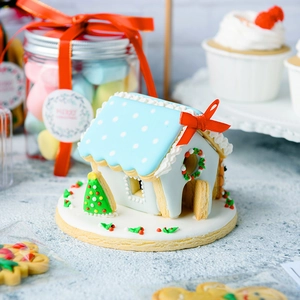 3D mini gingerbread house cookie mold set for DIY Christmas baking and festive sweets