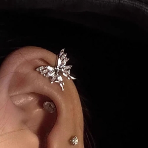 Butterfly Ear Cuff No Piercing Copper White Zircon Inlaid Elegant Silver Tone Fashion Jewelry For Women