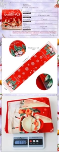 Detailed size and material specs for the 178x36cm red Santa cartoon Christmas table runner