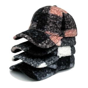 Winter Baseball Cap Faux Teddy Fleece Plaid Thickened Warm Duck Tongue Hat Japanese Style Outdoor Unisex Sunshade