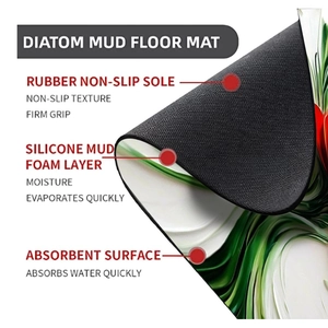 Detailed cross-section showing anti-slip rubber base and absorbent diatom mud layers